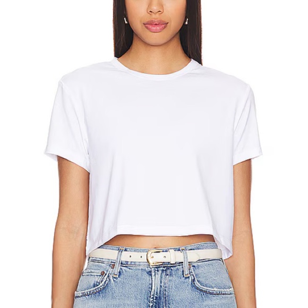 CUTS Almost Friday Oversized Cropped Tee Boxy White T-Shirt XS-Small Crew Neck